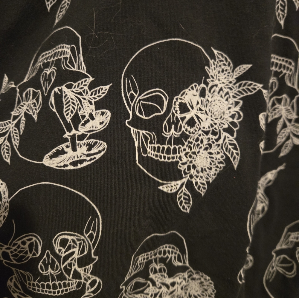 Black Bra with White Floral Skulls